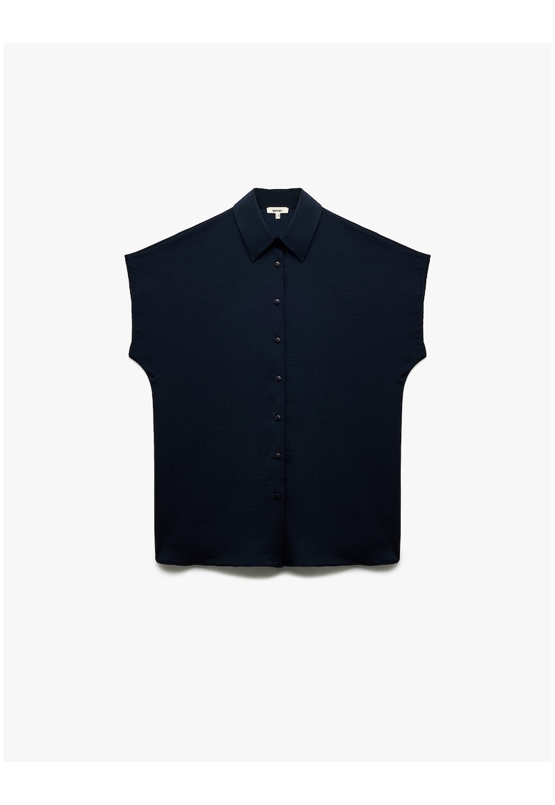 Camasa de satin fara maneci - Bleumarin