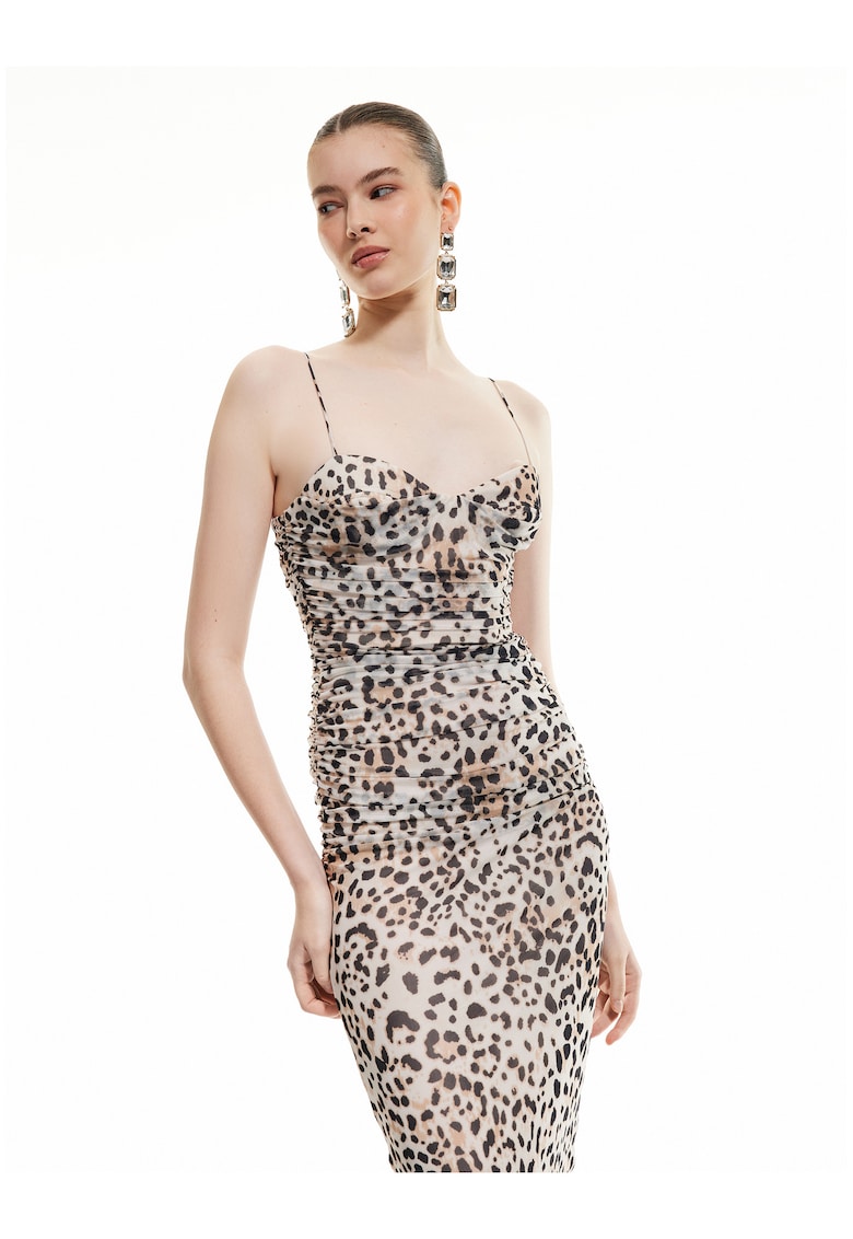 Rochie slim fit cu animal print