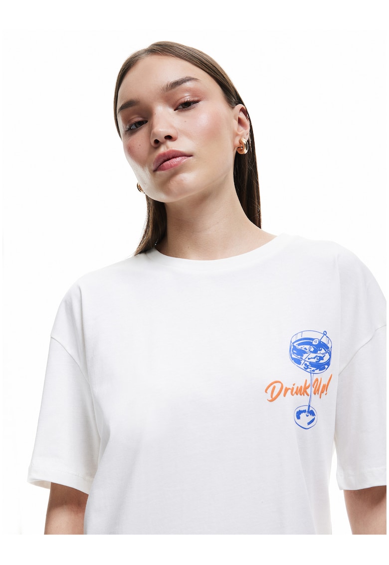 Tricou supradimensionat cu imprimeu pe spate