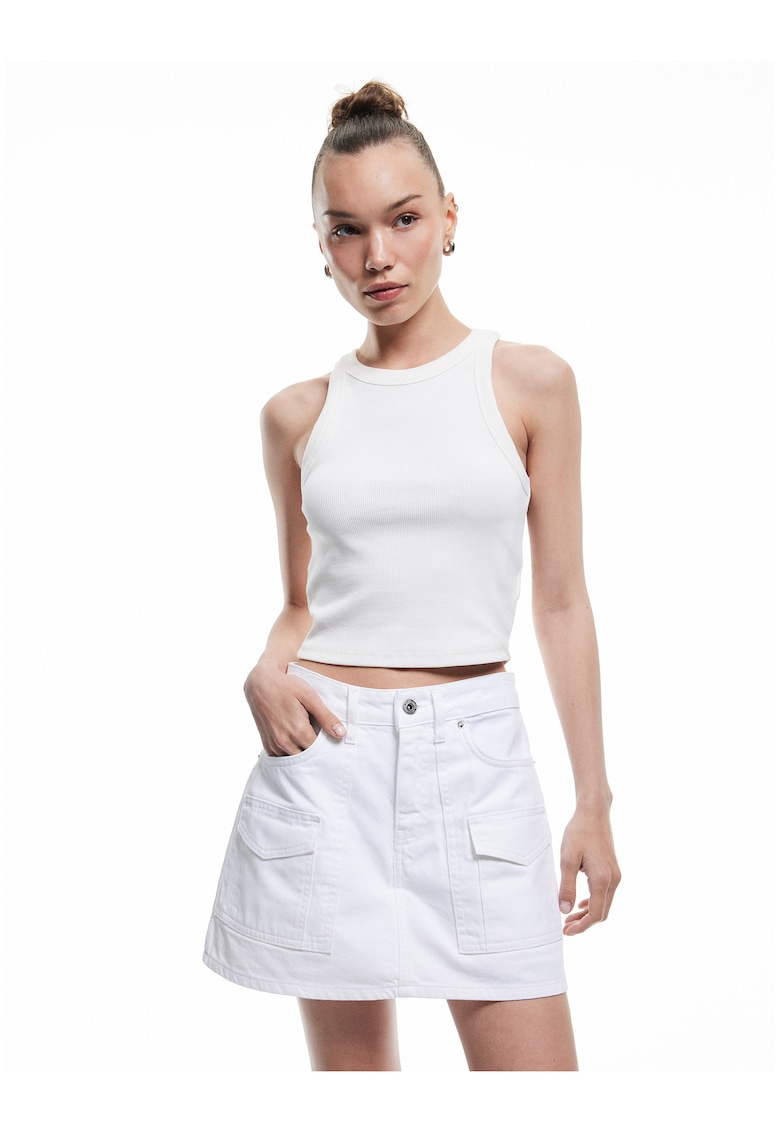 Fusta-pantalon din denim cu buzunare