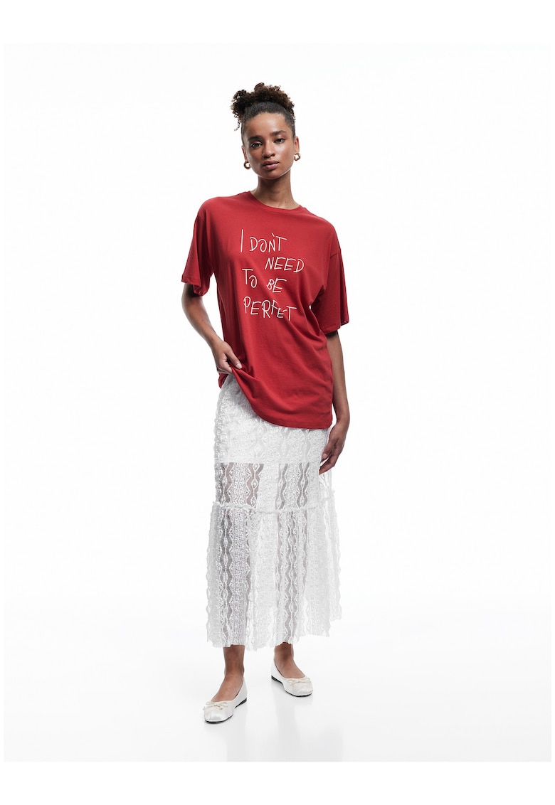 Fusta midi de dantela