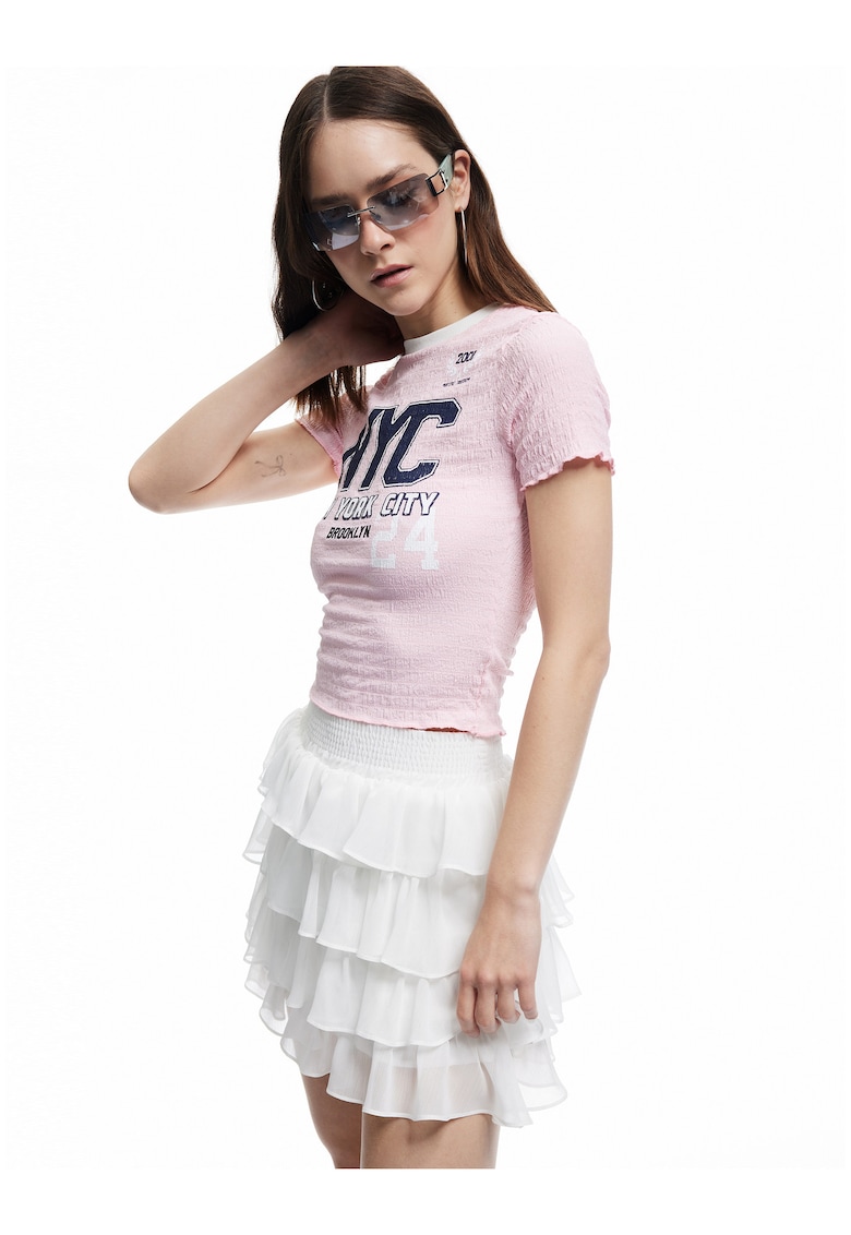 Fusta mini de sifon - Alb