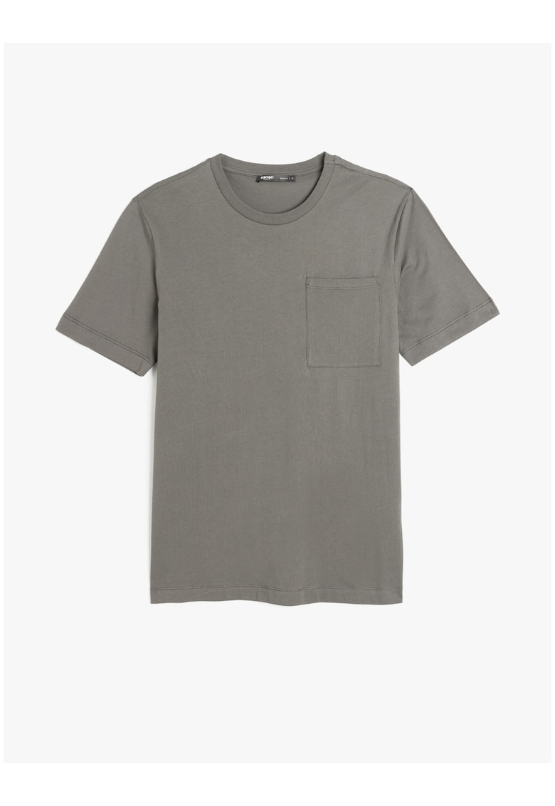 Tricou cu decolteu rotund si buzunar pe piept