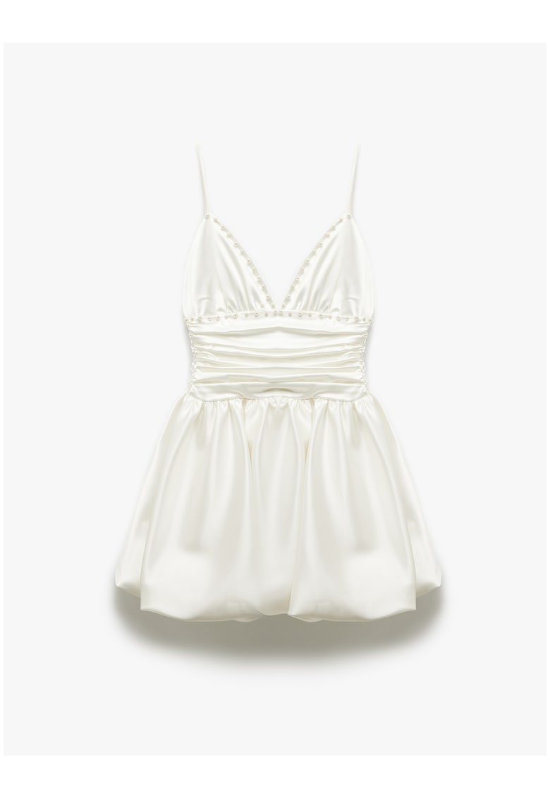 Rochie de satin cu perle sintetice