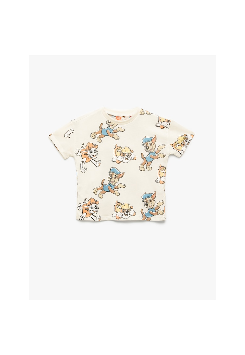 Tricou regular fit cu decolteu la baza gatului si imprimeu