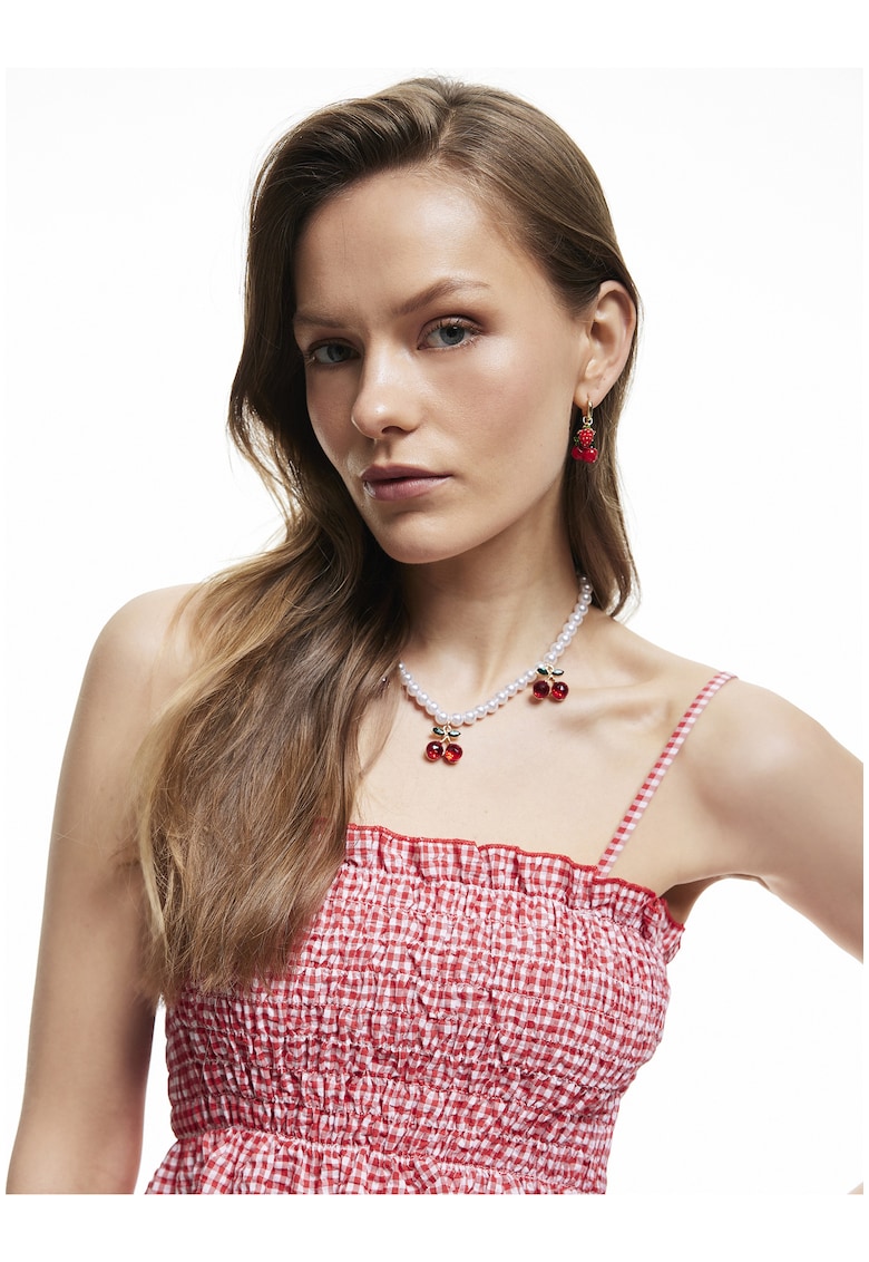 Top cu peplum - model gingham si volane