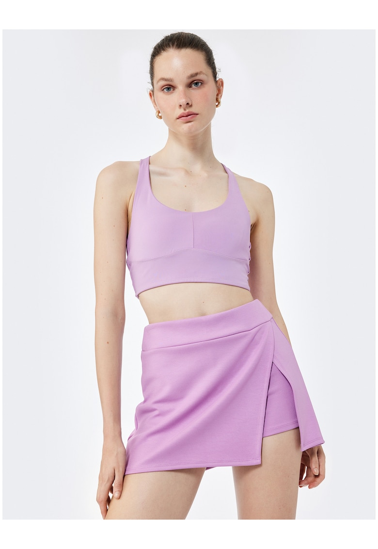 Fusta-pantalon din amestec de modal cu aspect drapat