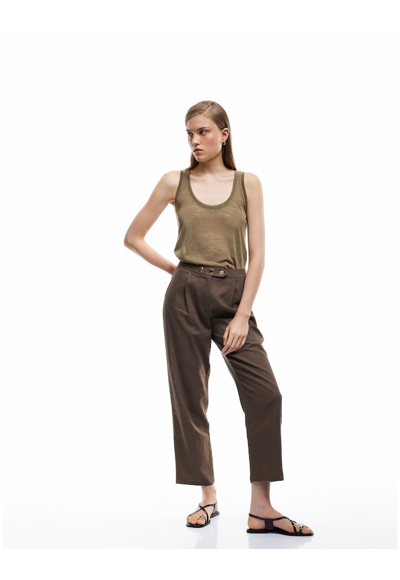 Pantaloni drepti din amestec de in