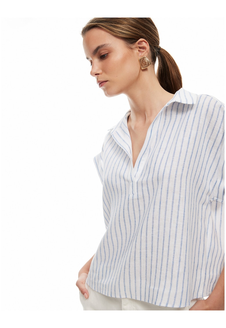 Bluza lejera cu maneci scurte - din amestec de in