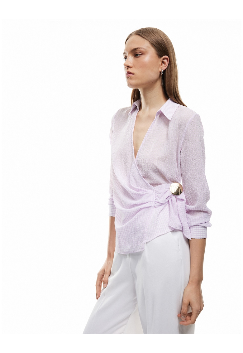 Bluza texturata petrecuta cu detaliu metalic