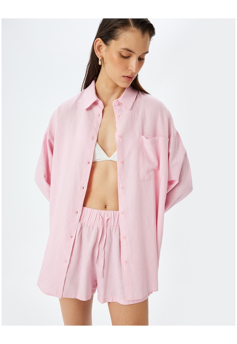 Camasa lunga din amestec de in pentru plaja