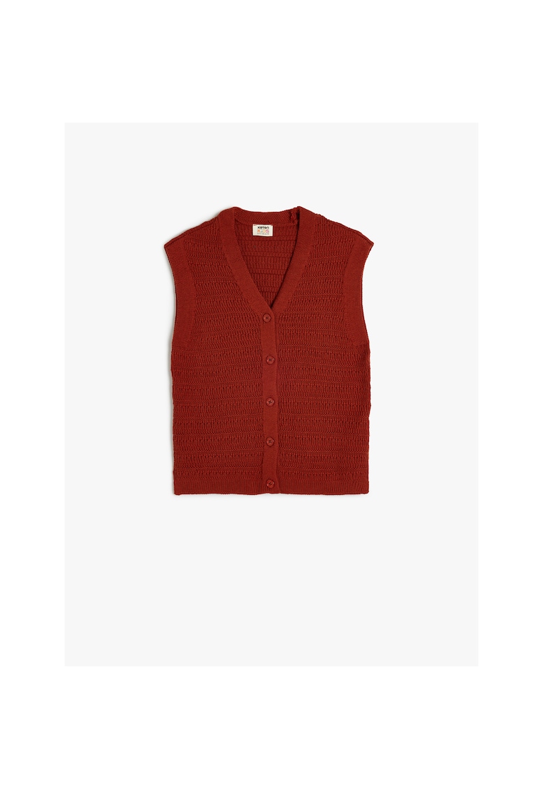 Vesta tricotata cu decolteu in V