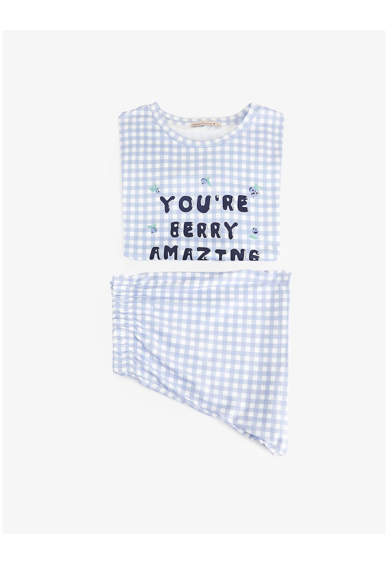 Pijama de bumbac cu pantaloni scurti