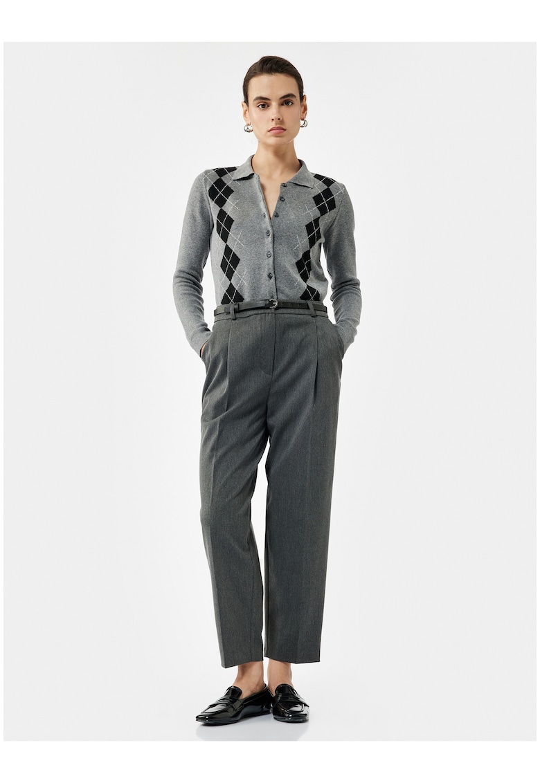 Pantaloni eleganti crop relaxed fit - Gri antracit