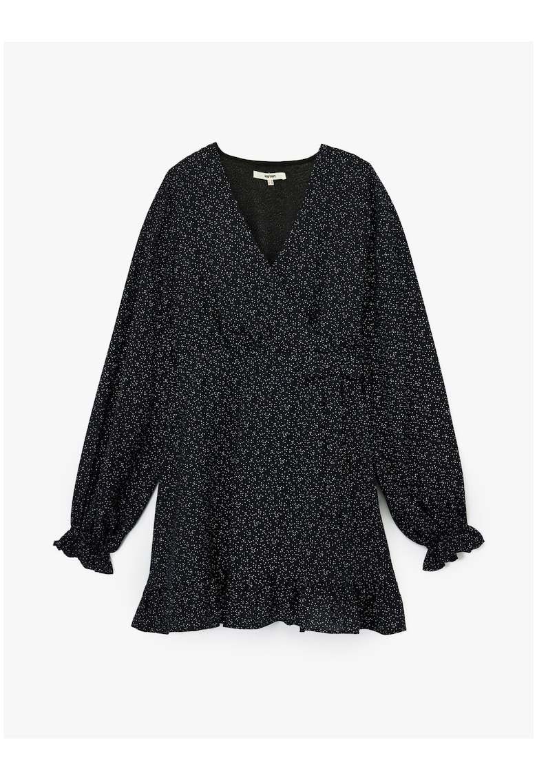 Rochie mini cu decolteu in V si terminatie cu volane