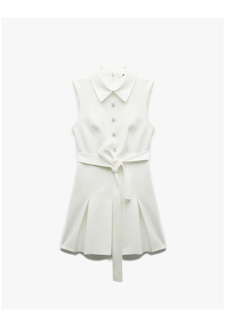 Rochie mini fara maneci cu guler clasic