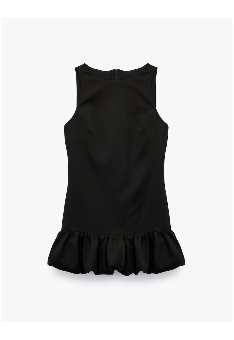 Rochie mini cu terminatie cu volane - Negru