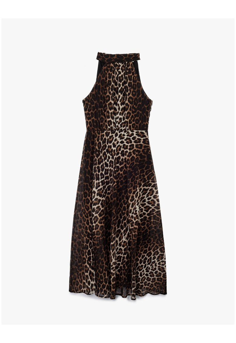 Rochie cu animal print cu decolteu halter