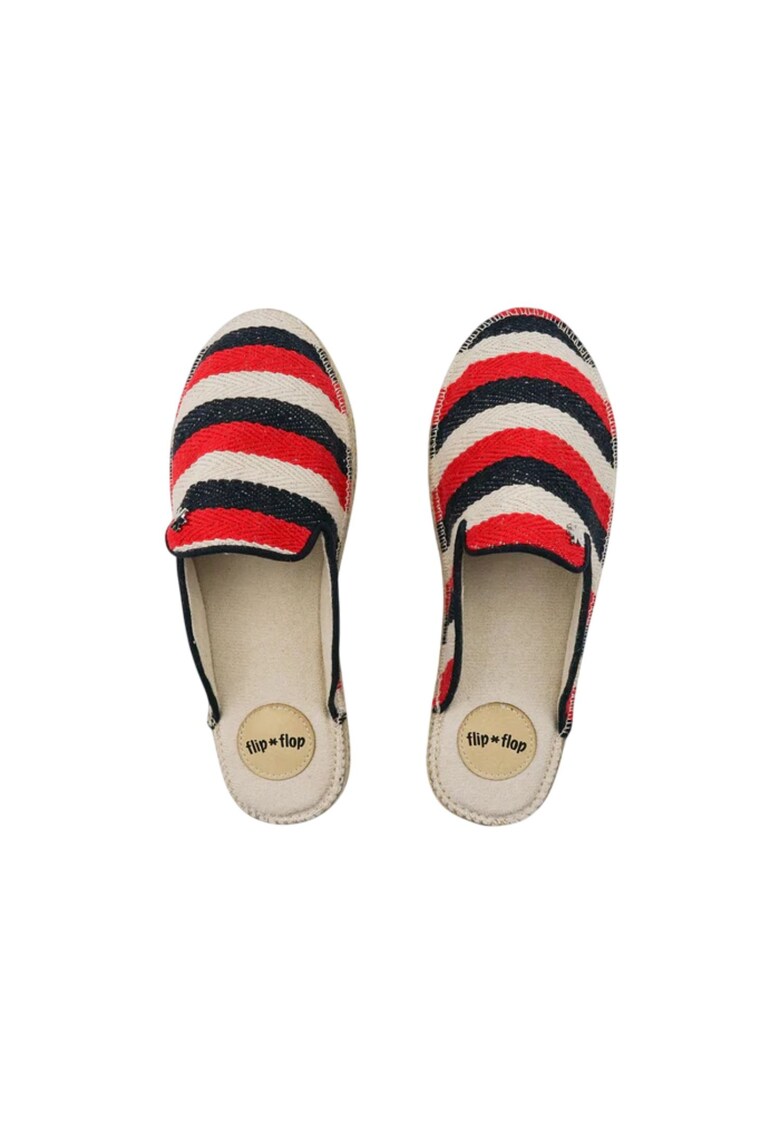 Sandale dama cu imprimeu de espadrile - model 40 - model slip-in - cu dungi