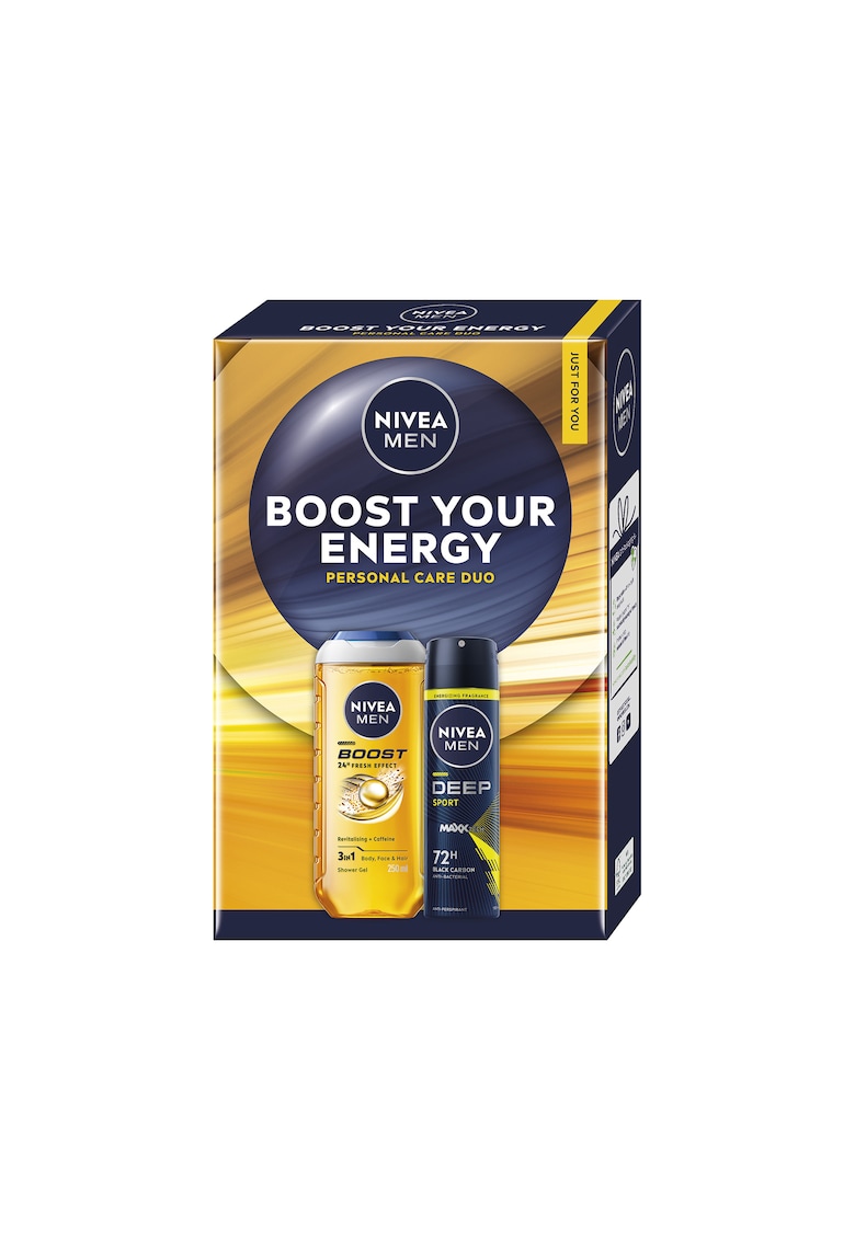 Set: Gel de dus Active Energy 250 ml + Deodorant Spray NIVEA MEN Deep Sport 150 ml