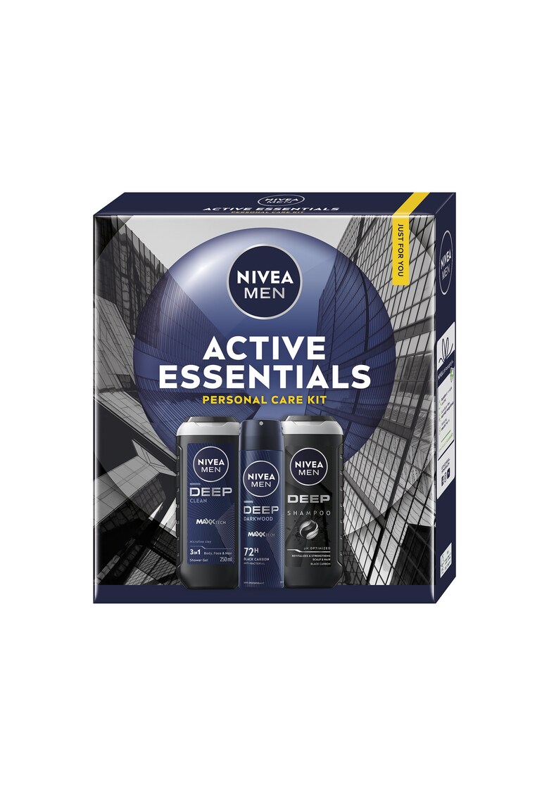 Set: Gel de dus Deep 250 ml + Deodorant NIVEA MEN Depp 150 ml + Sampon NIVEA MEN Deep 250 ml