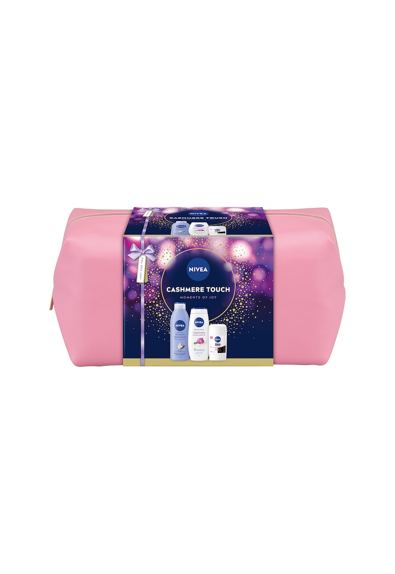 Set: Lotiune de corp Smooth Sensation 250 ml + Gel de dus NIVEA Cashmere & Cotton 250 ml + Deodorant stick NIVEA Invisible for Black & White Clear 50 ml + geanta cadou