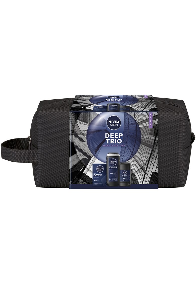 Set: Lotiune dupa ras Deep 100 ml + Gel de dus NIVEA MEN Deep 250 ml + Deodorant stick masculin NIVEA MEN Deep 50 ml + geanta cadou