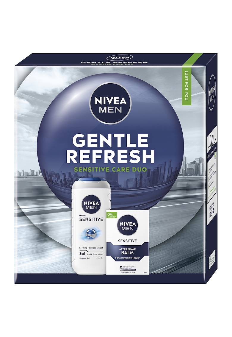 Set: Gel de dus Sensitive 250 ml + Balsam dupa ras NIVEA MEN pentru ten sensibil 100 ml