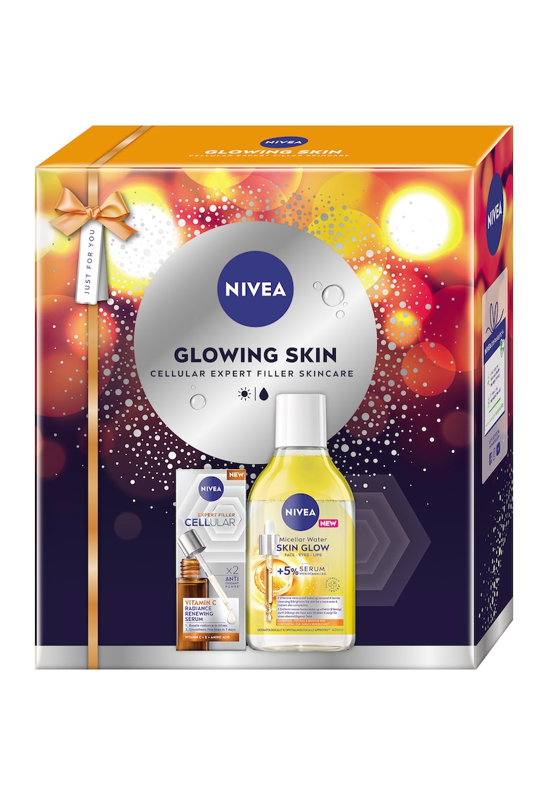 Set: Serum Cellular Filler Vitamin C 30 ml + Apa micelara NIVEA Skin Glow 400 ml