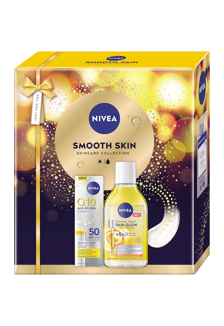 Set: Fluid de zi Q10 anti-rid - SPF 50 - 40 ml + Apa micelara NIVEA Skin Glow 400 ml