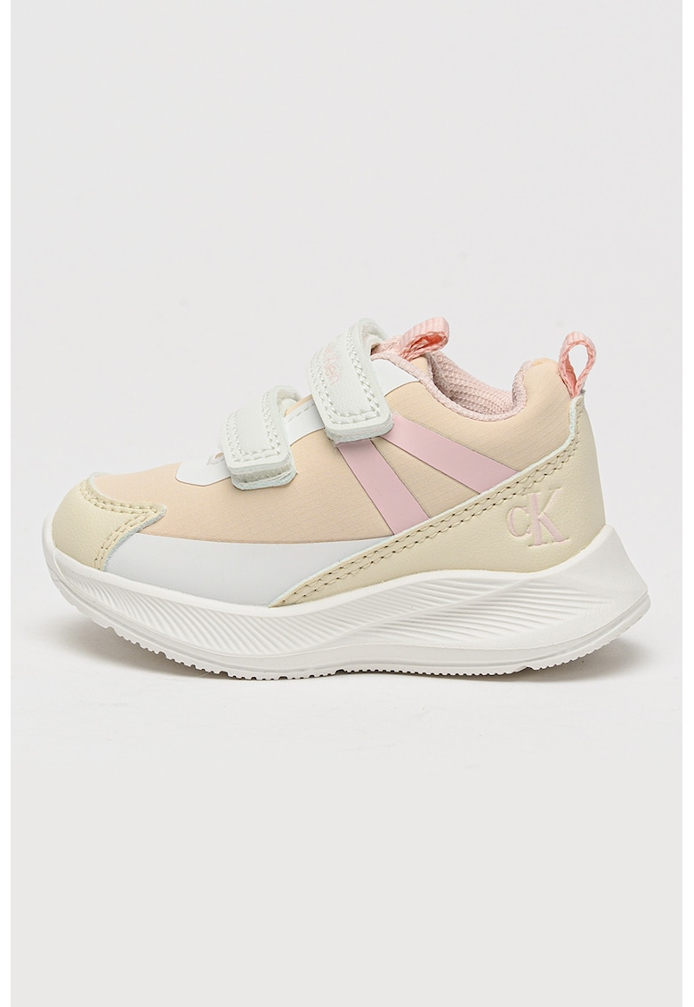 Pantofi sport de piele ecologica si material textil cu velcro