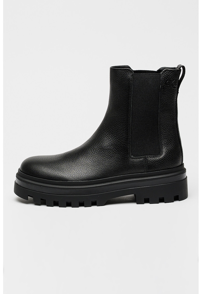 Ghete Chelsea de piele - Negru