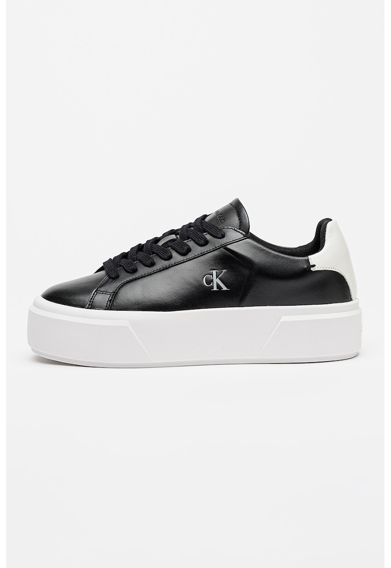Pantofi sport flatform din piele cu logo