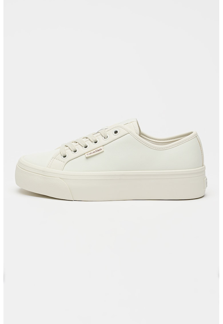 Pantofi sport flatform de piele - Alb