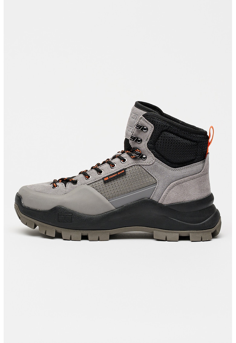 Ghete mid-cut cu segmente de piele intoarsa