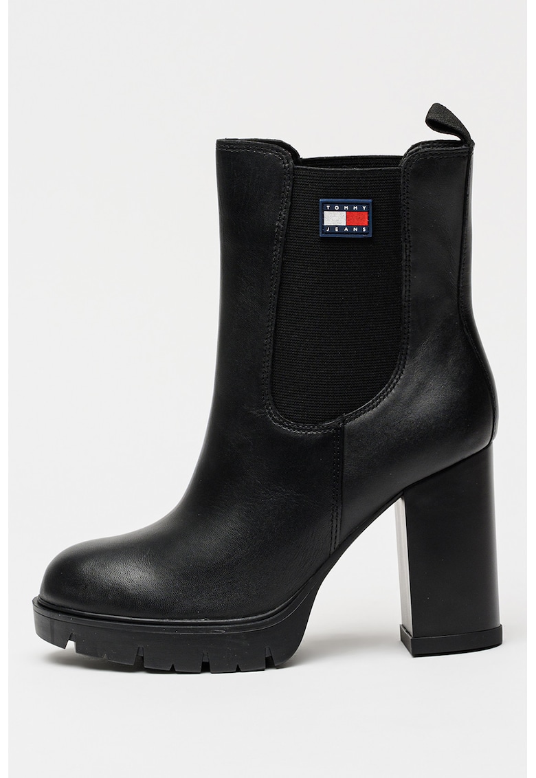 Botine Chelasea de piele napa cu toc inalt