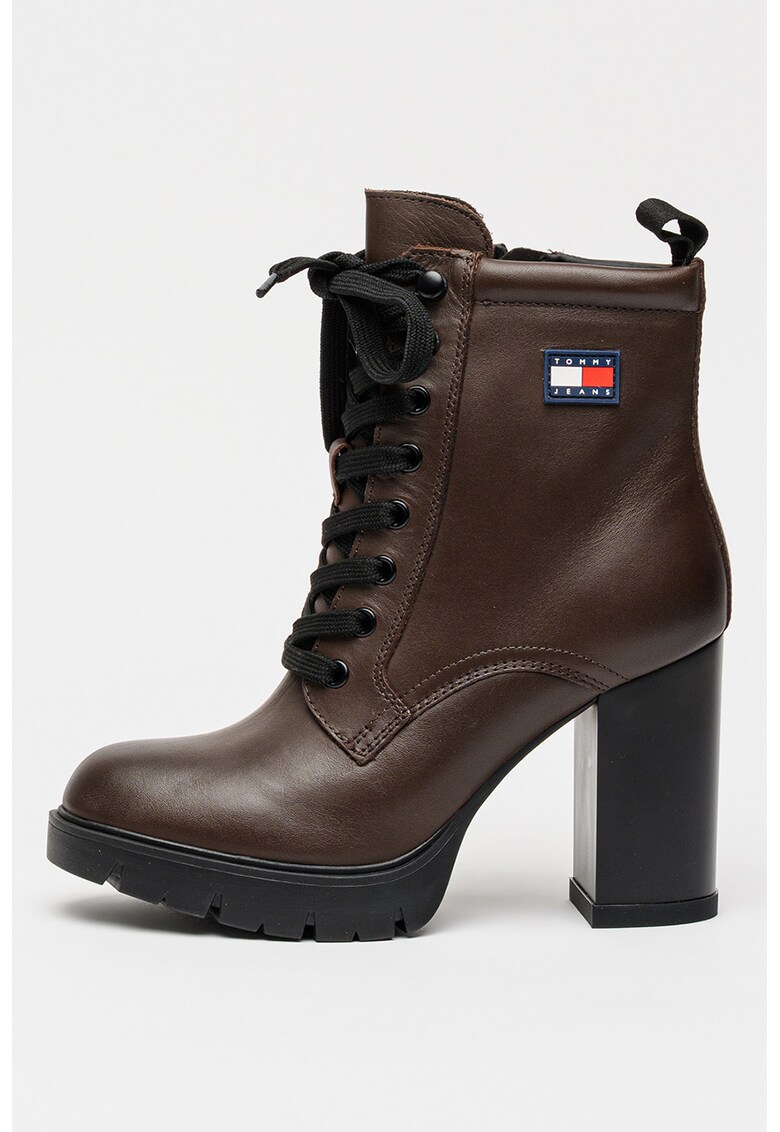 Botine de piele napa cu toc inalt