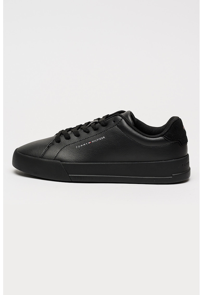 Pantofi sport Court din piele cu insertii din material sintetic - Negru