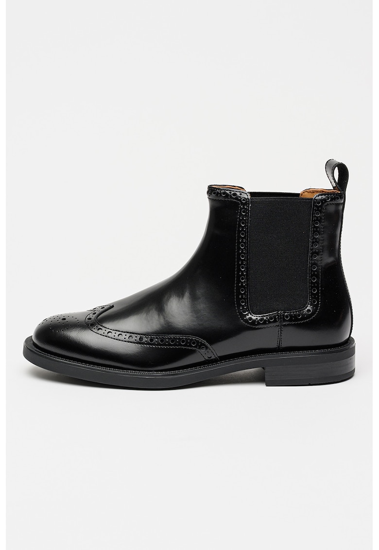 Ghete de piele cu insertii din material textil - fara inchidere