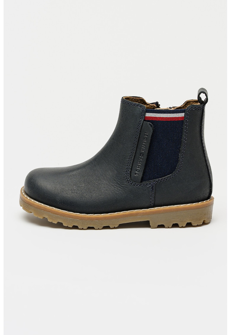 Ghete de piele cu fermoar - Bleumarin