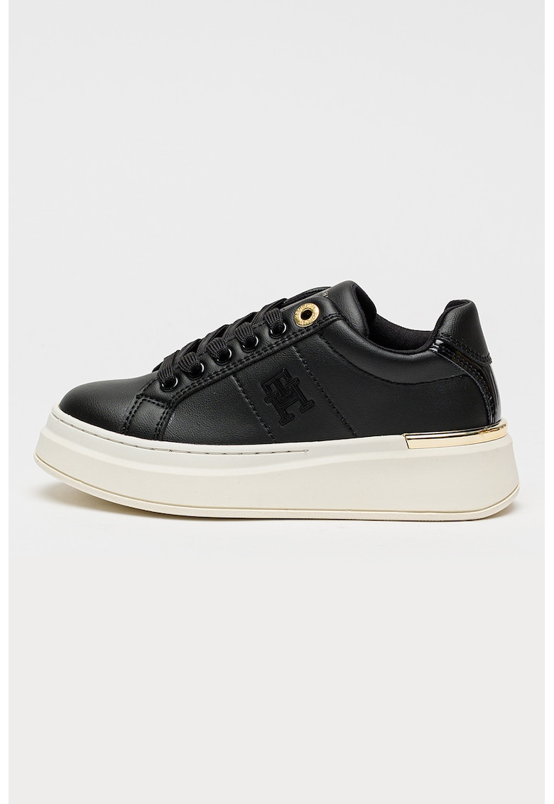 Pantofi sport de piele ecologica flatform - Auriu/Negru