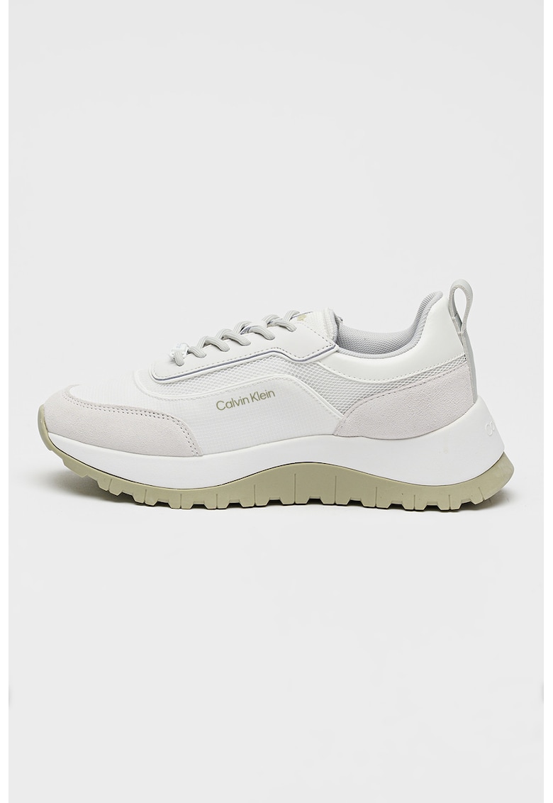 Pantofi sport din piele si plasa - cu aspect masiv