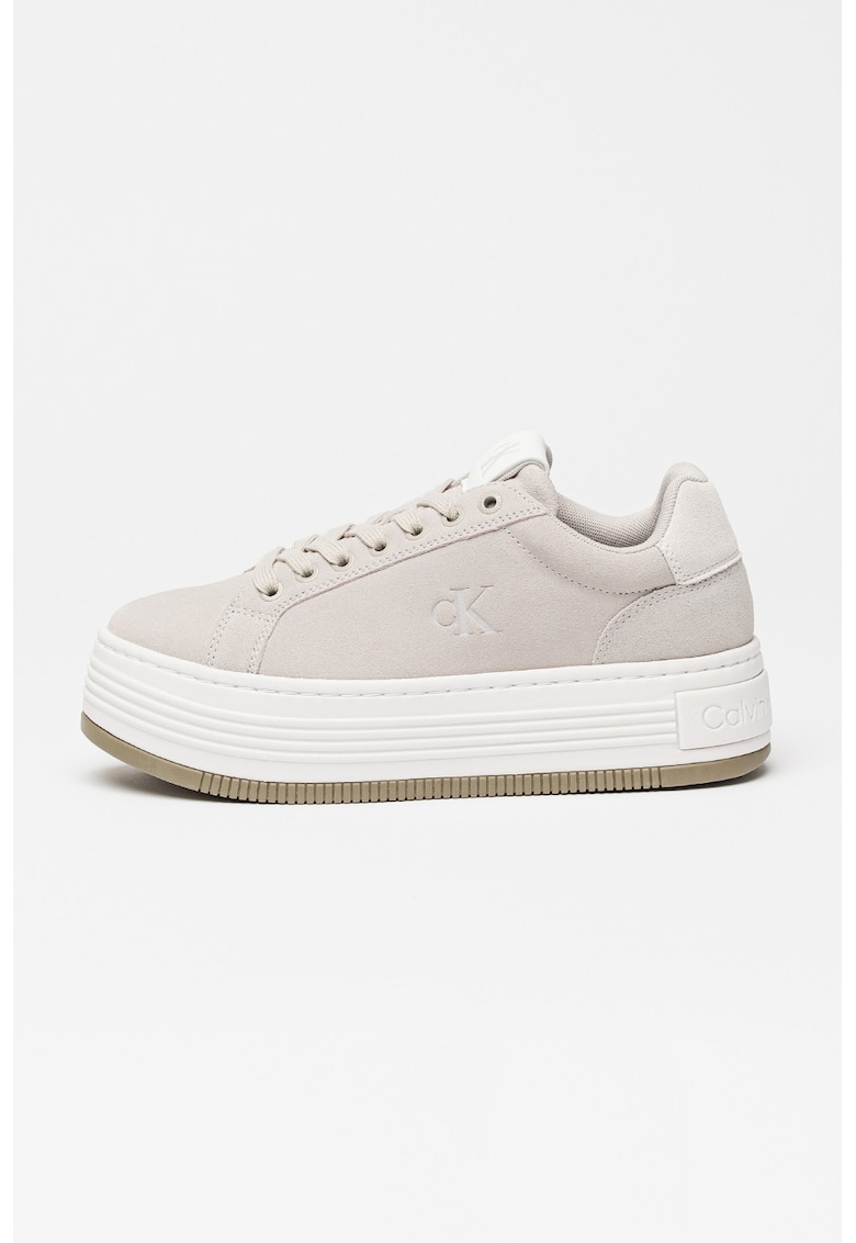 Pantofi sport flatform de piele intoarsa