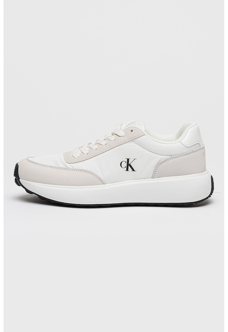 Pantofi sport de piele intoarsa cu garnituri textile