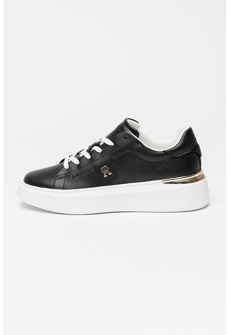 Pantofi sport de piele cu logo - Negru