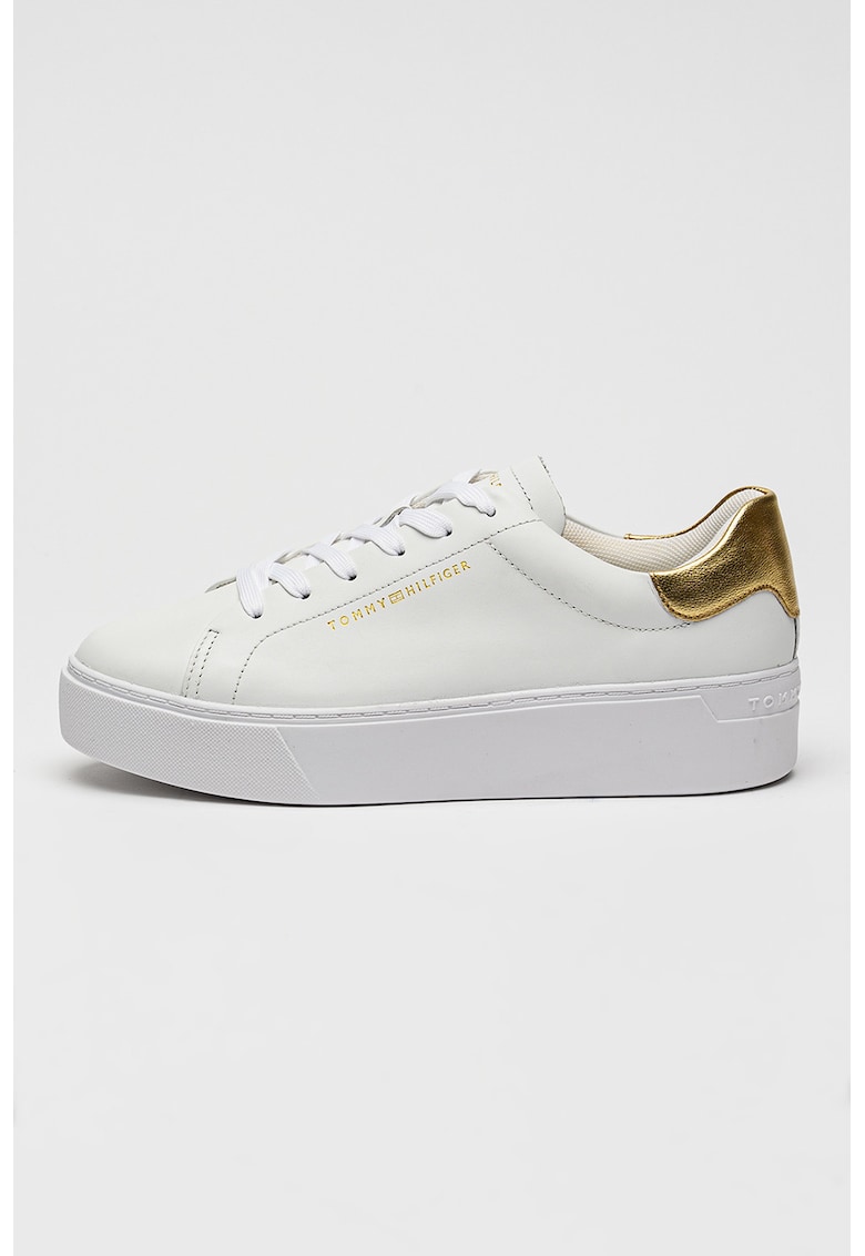 Pantofi sport flatform de piele cu logo