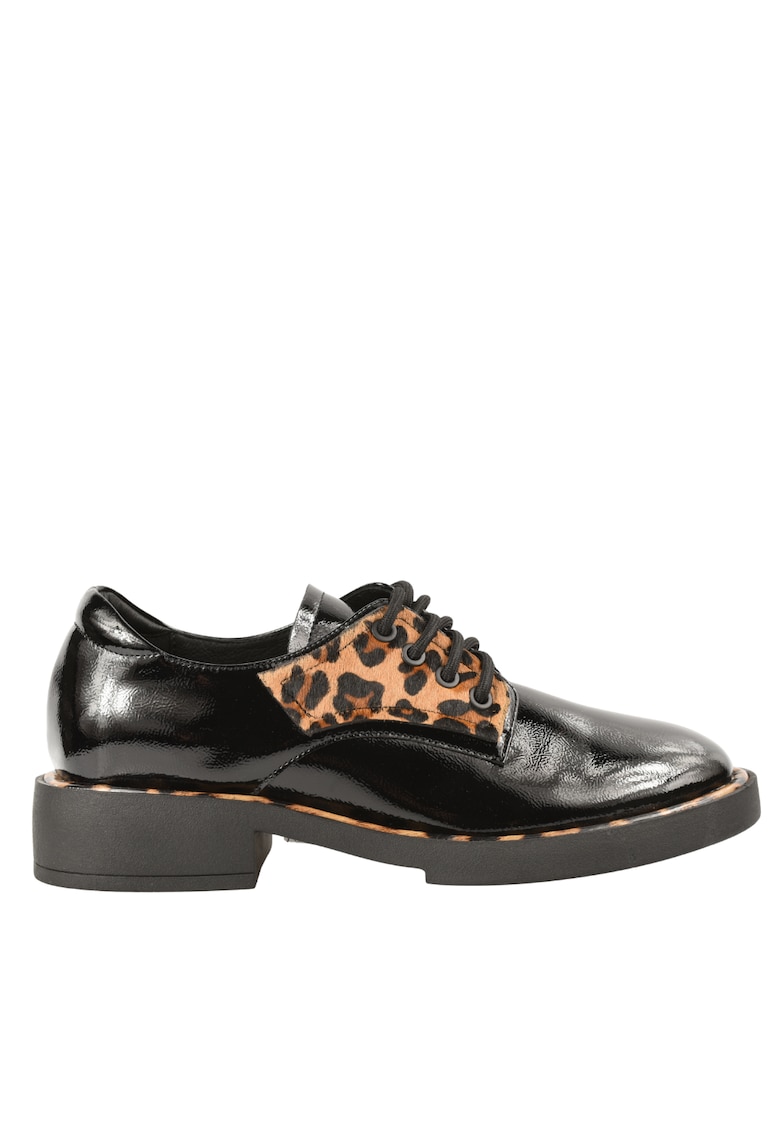 Pantofi casual - dama - A203-M107-G575A negru - piele lacuita - Negru