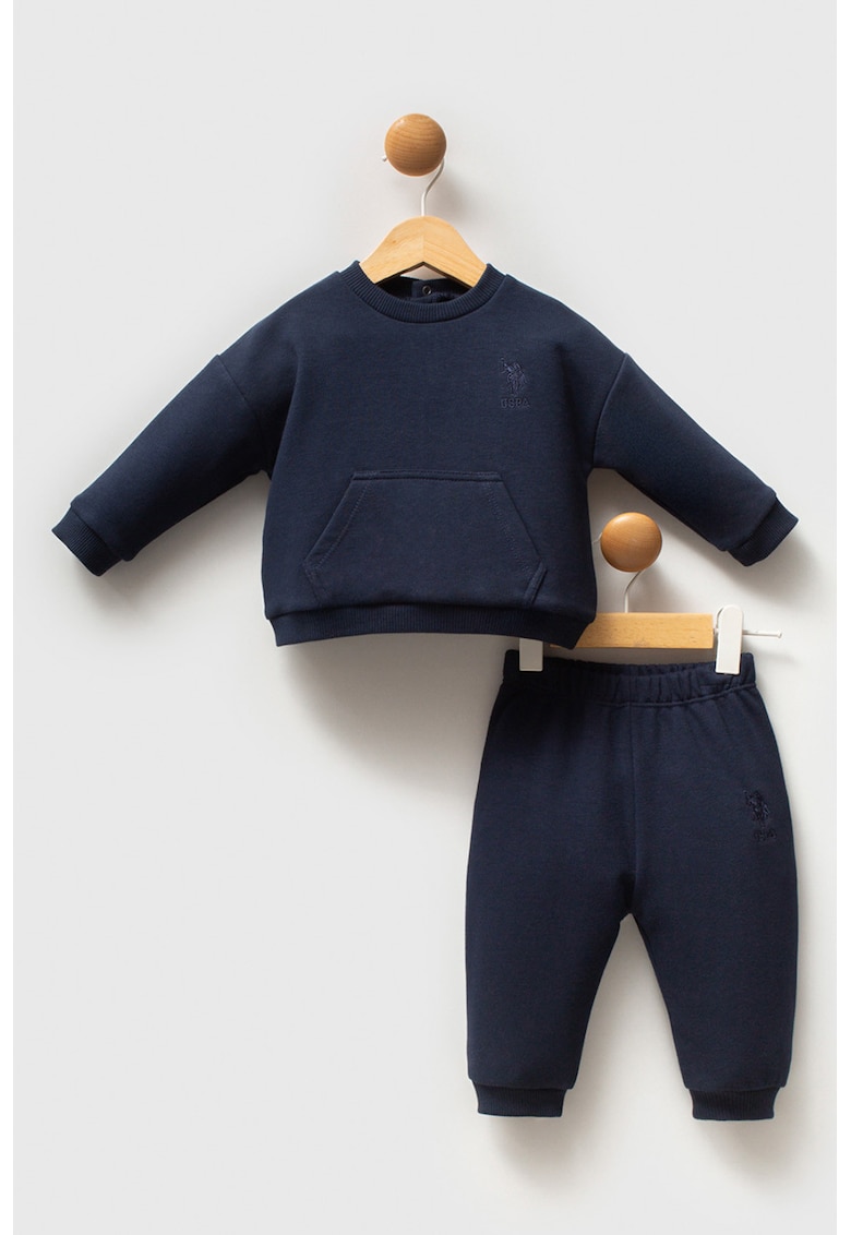 Set de bluza de trening din amestec de bumbac cu pantaloni de trening cu buzunar kangaroo - 2 piese