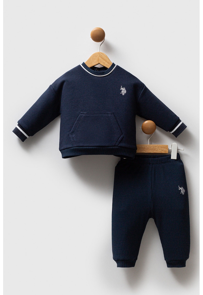 Set de imbracaminte din amestec de bumbac cu bluza sport cu buzunar kangaroo si pantaloni sport - 2 piese