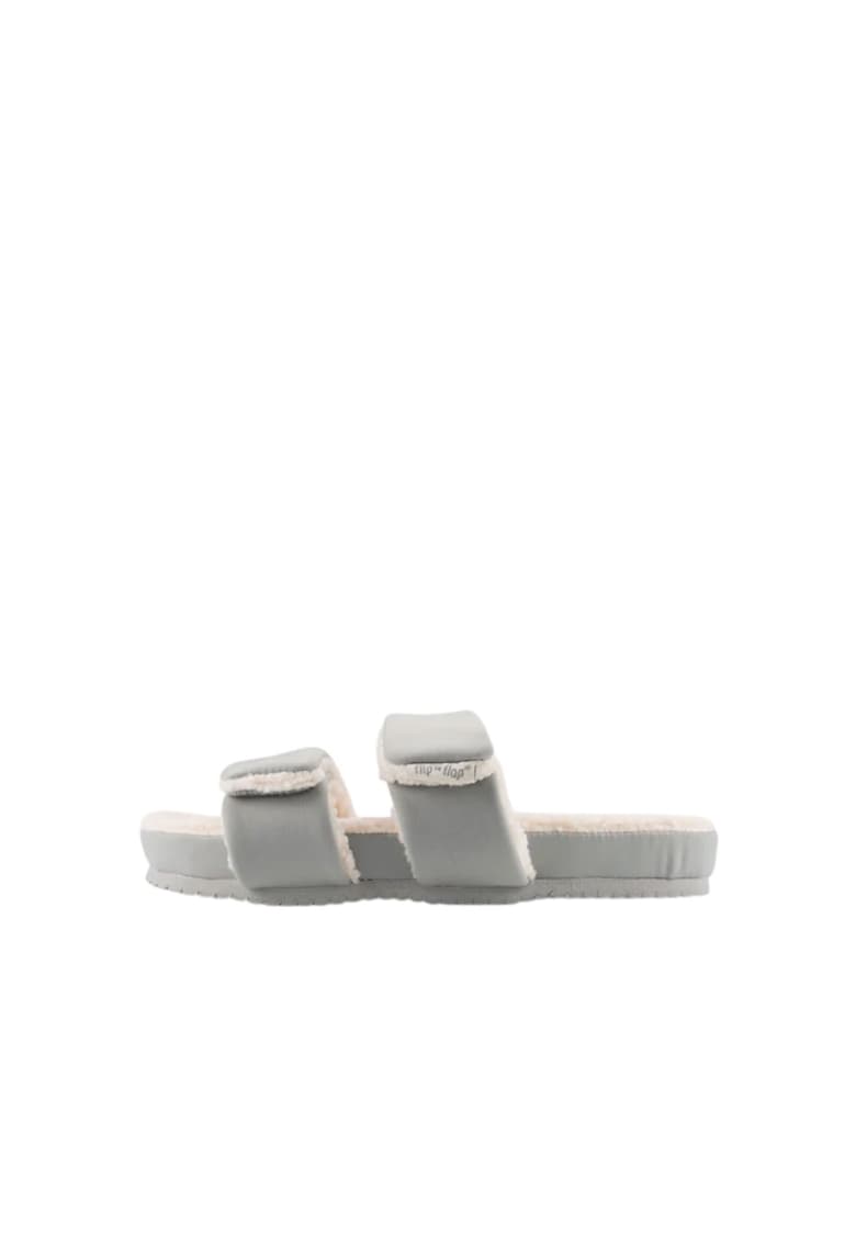 Papuci de dama cu doua barete - tip flip-flop Paddy - caldurosi si confortabili - gri